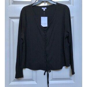 LOVE FIRE WOMEN'S PLUS SIZE JUNIORS 1X BLACK FASHION BASIC RIBBED TOP122